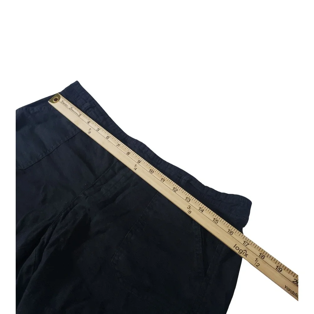 Soundstyle Black Linen Blend Shorts Womens Medium Elastic Back Casual Summer